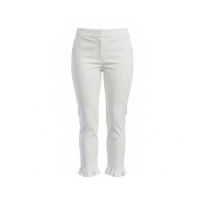 Lane Bryant White Trousers with Ruffle Detail